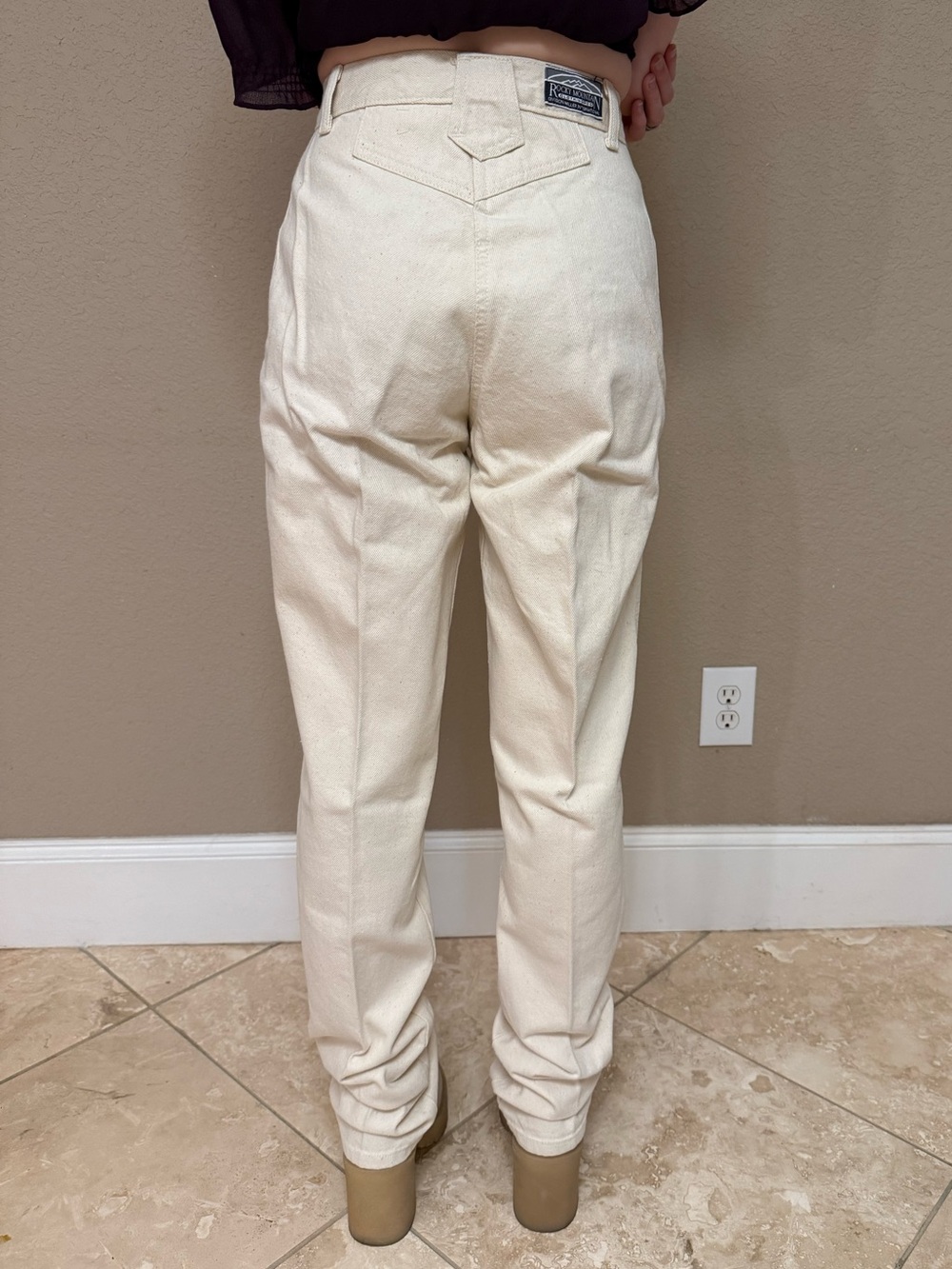 Vintage 90s Rocky Mountain Cream Western Jeans High Waisted 28/7x34” Size 24 NWT